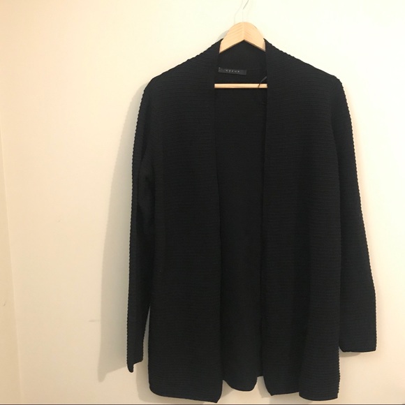 Black Ribbed Cardigan - Picture 2 of 3